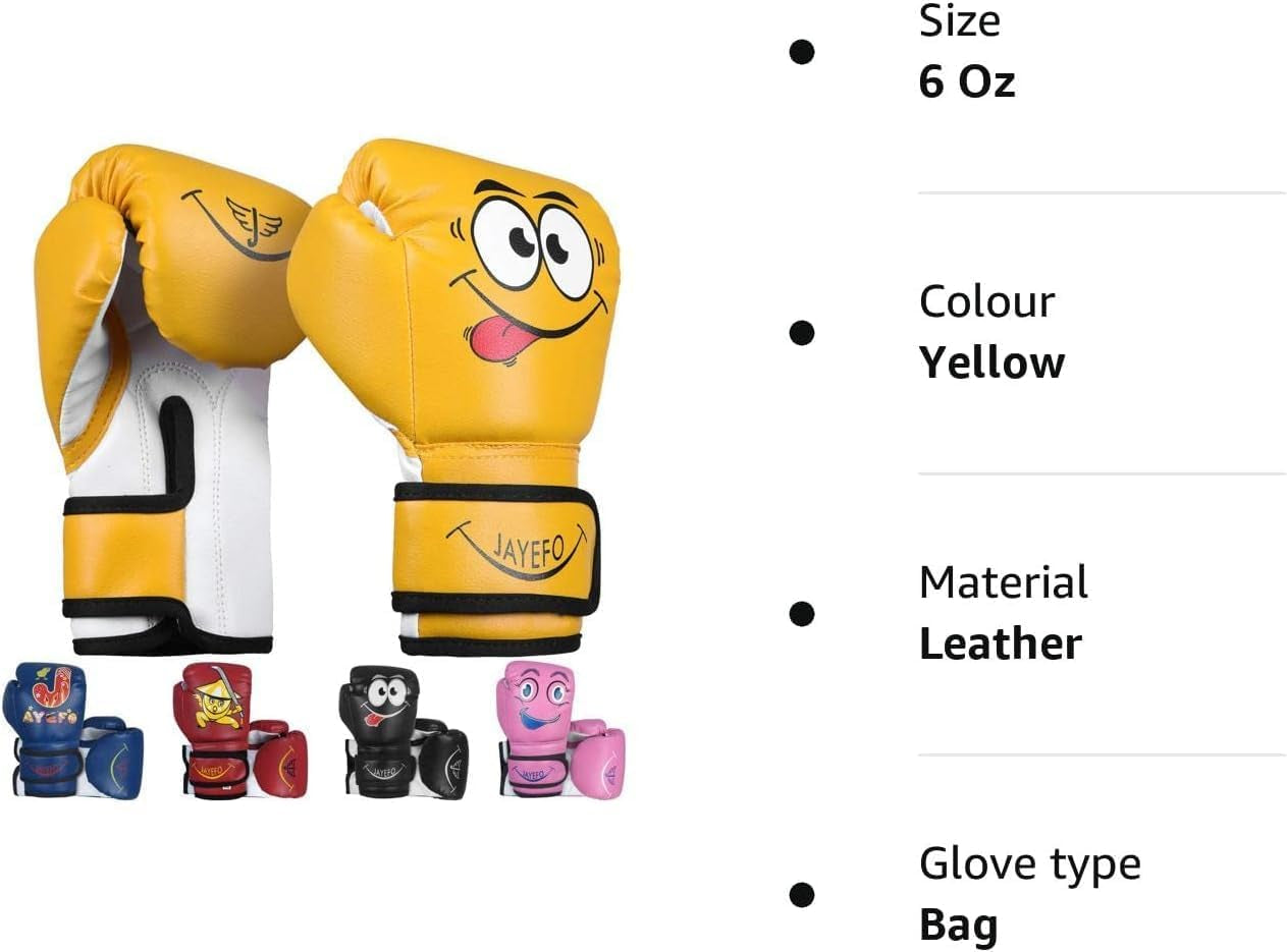 Kids Boxing Gloves - Youth Gloves for Kick Boxing, Muay Thai & MMA - Heavy Bag Gloves - 6 Oz - Yellow