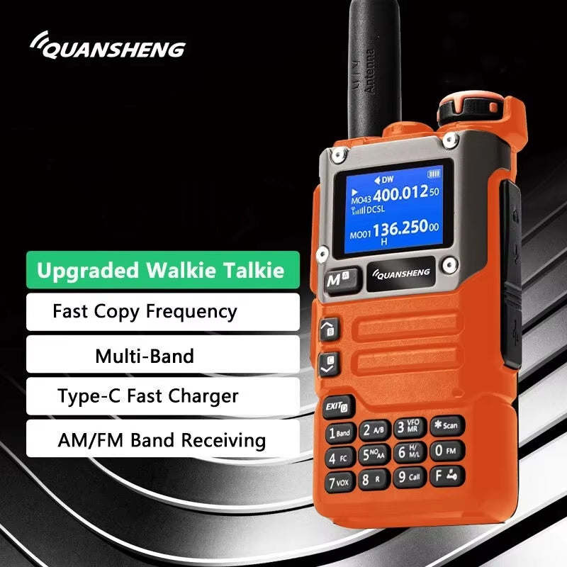 UV-K5(8) UV-K58 UV-K6 UVK58 Orange Two Way Radio 50-600Mhz AM FM Type C Charge Multi-Band UV-K5 Upgrade  K58