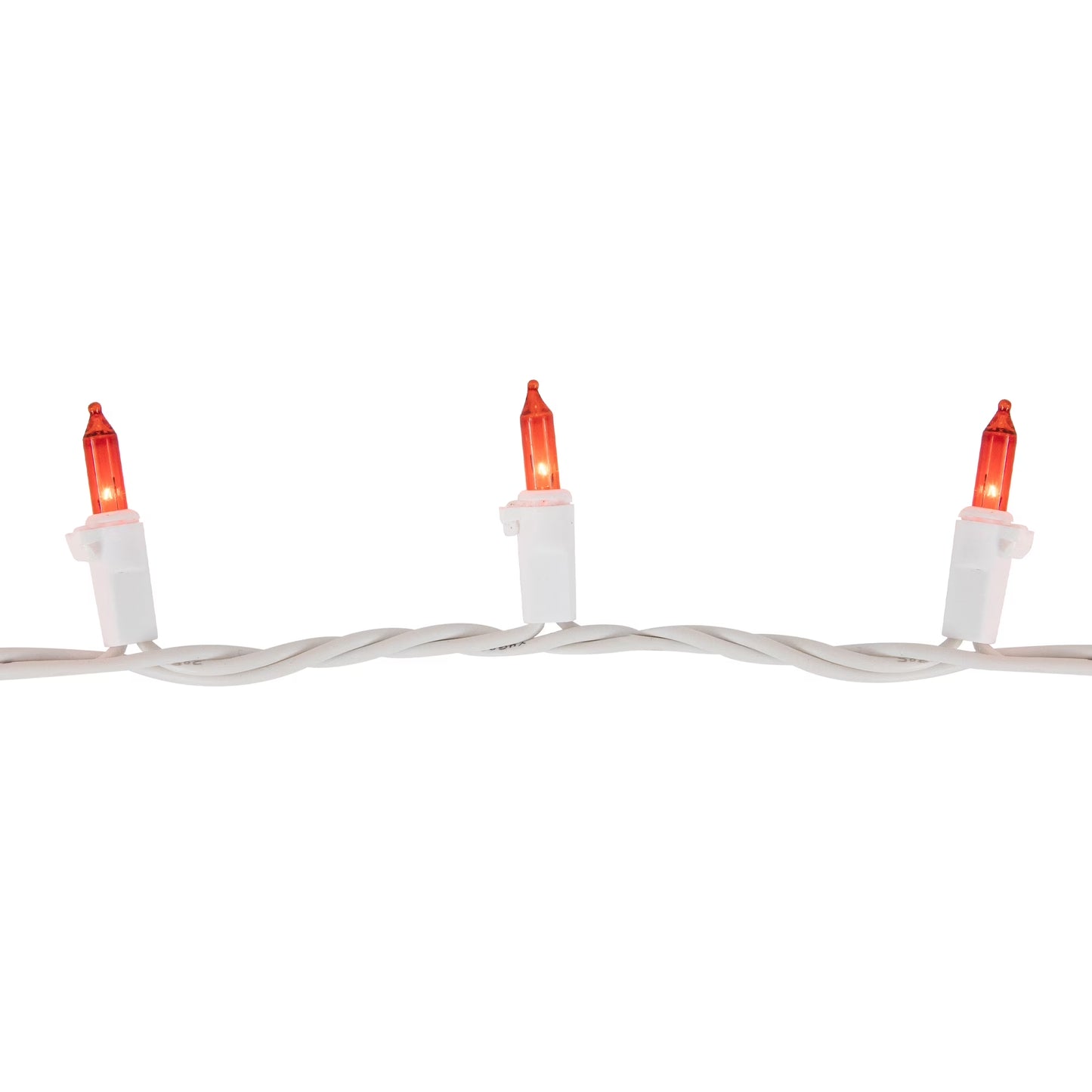 Mini Incandescent Christmas Lights - Orange - 20.25' White Wire - 100Ct