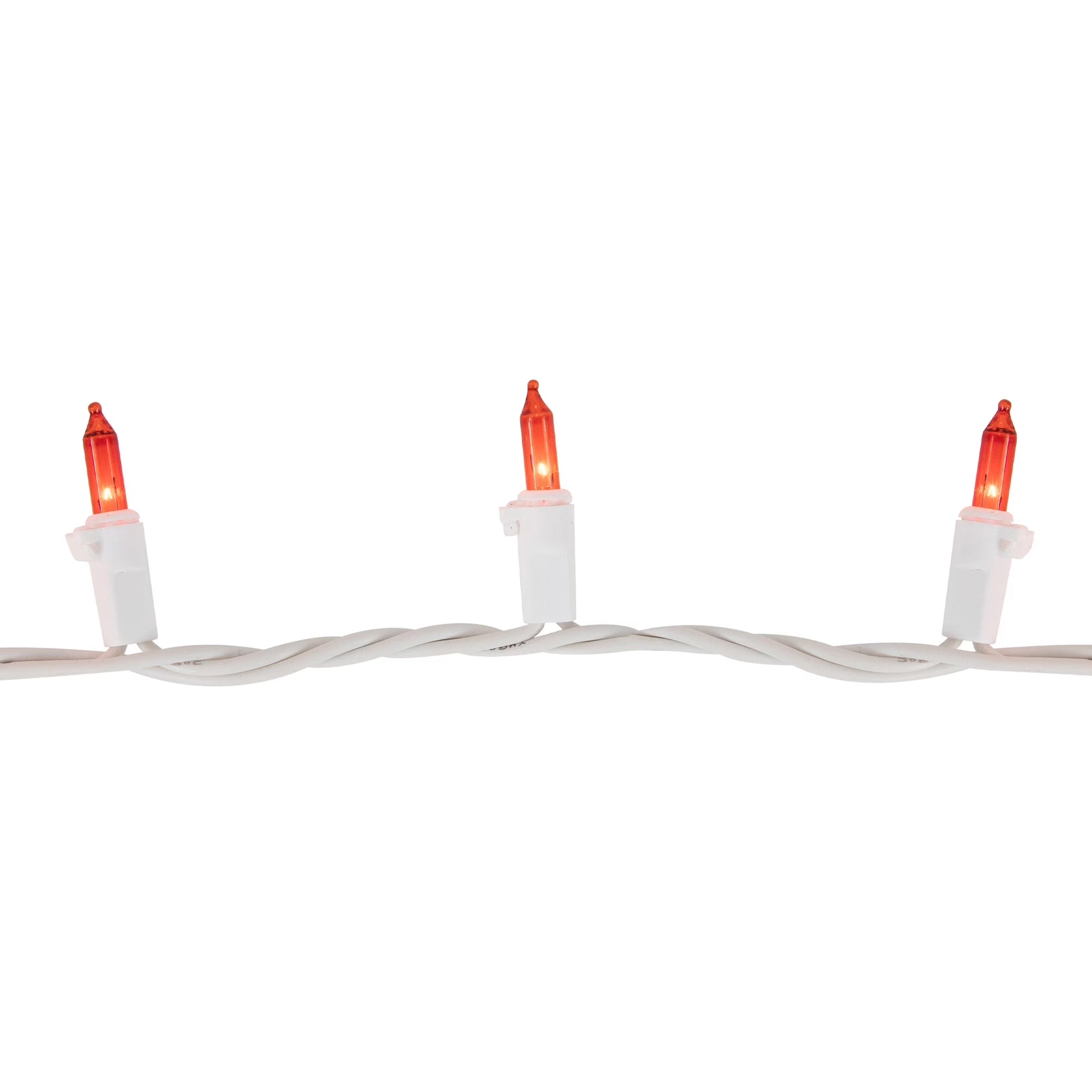 Mini Incandescent Christmas Lights - Orange - 20.25' White Wire - 100Ct