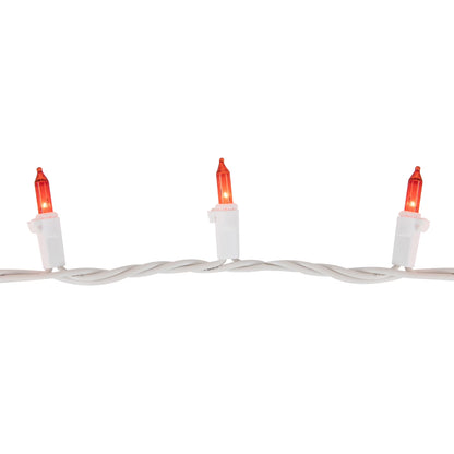 Mini Incandescent Christmas Lights - Orange - 20.25' White Wire - 100Ct