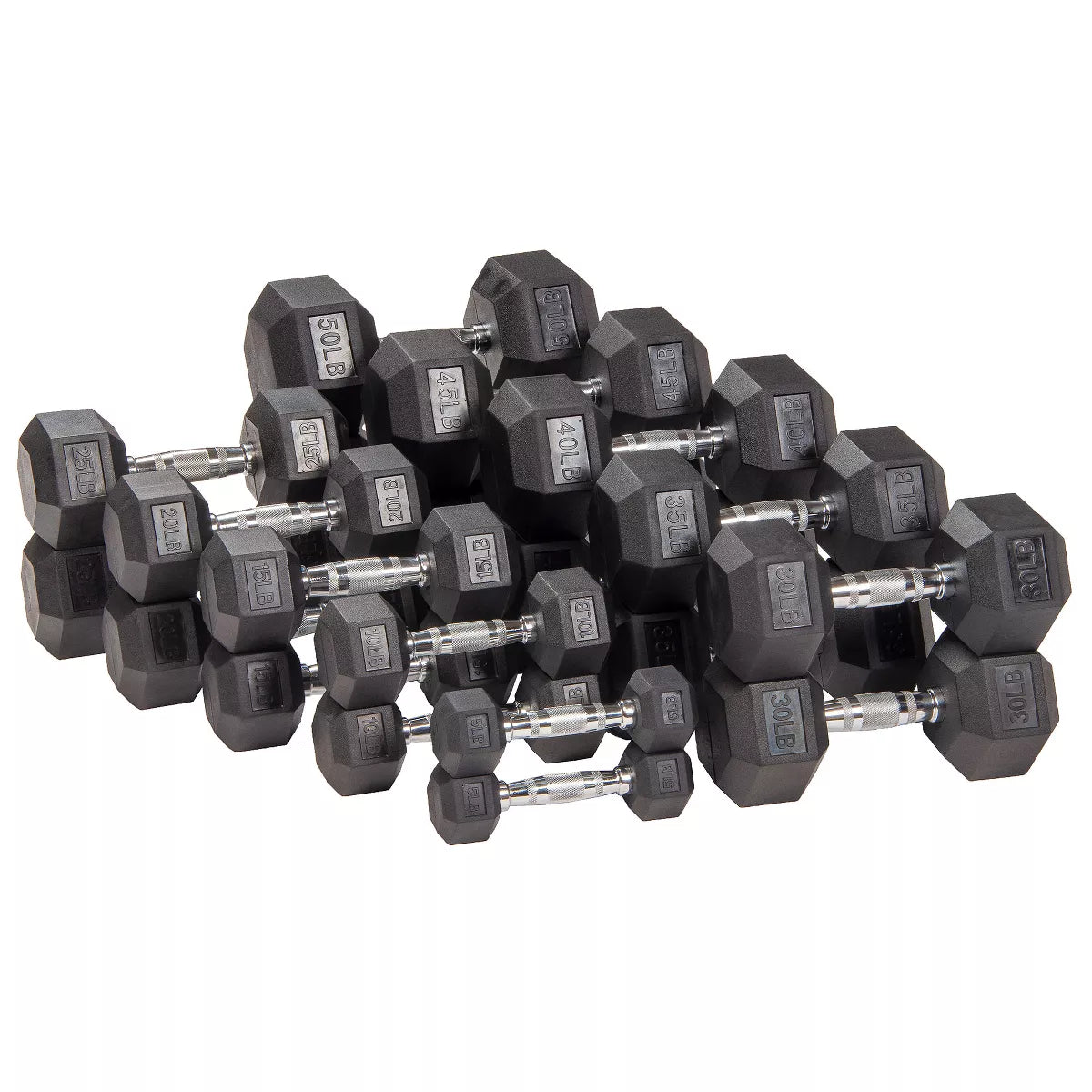 Signature Fitness Hex Dumbbells Non-Slip Free Weights Full Body Strength Training Home Gym Workout Equipment Set