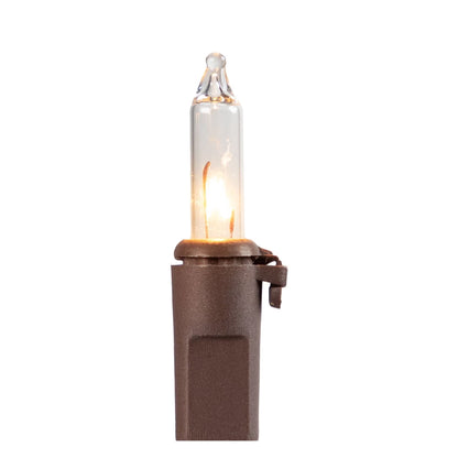 Mini Incandescent Christmas Lights - Clear - 10' Brown Wire - 50Ct