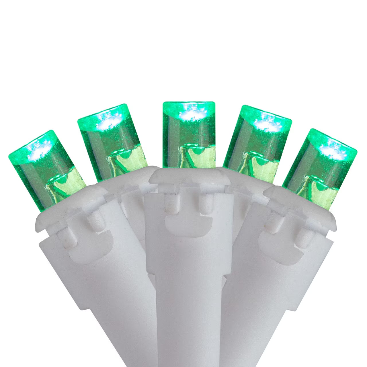 100 Count Green LED Wide Angle Icicle Christmas Lights, 5.5Ft White Wire