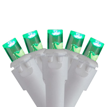100 Count Green LED Wide Angle Icicle Christmas Lights, 5.5Ft White Wire