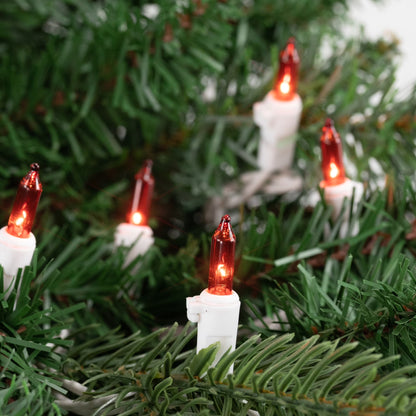 Mini Incandescent Christmas Lights - Orange - 20.25' White Wire - 100Ct