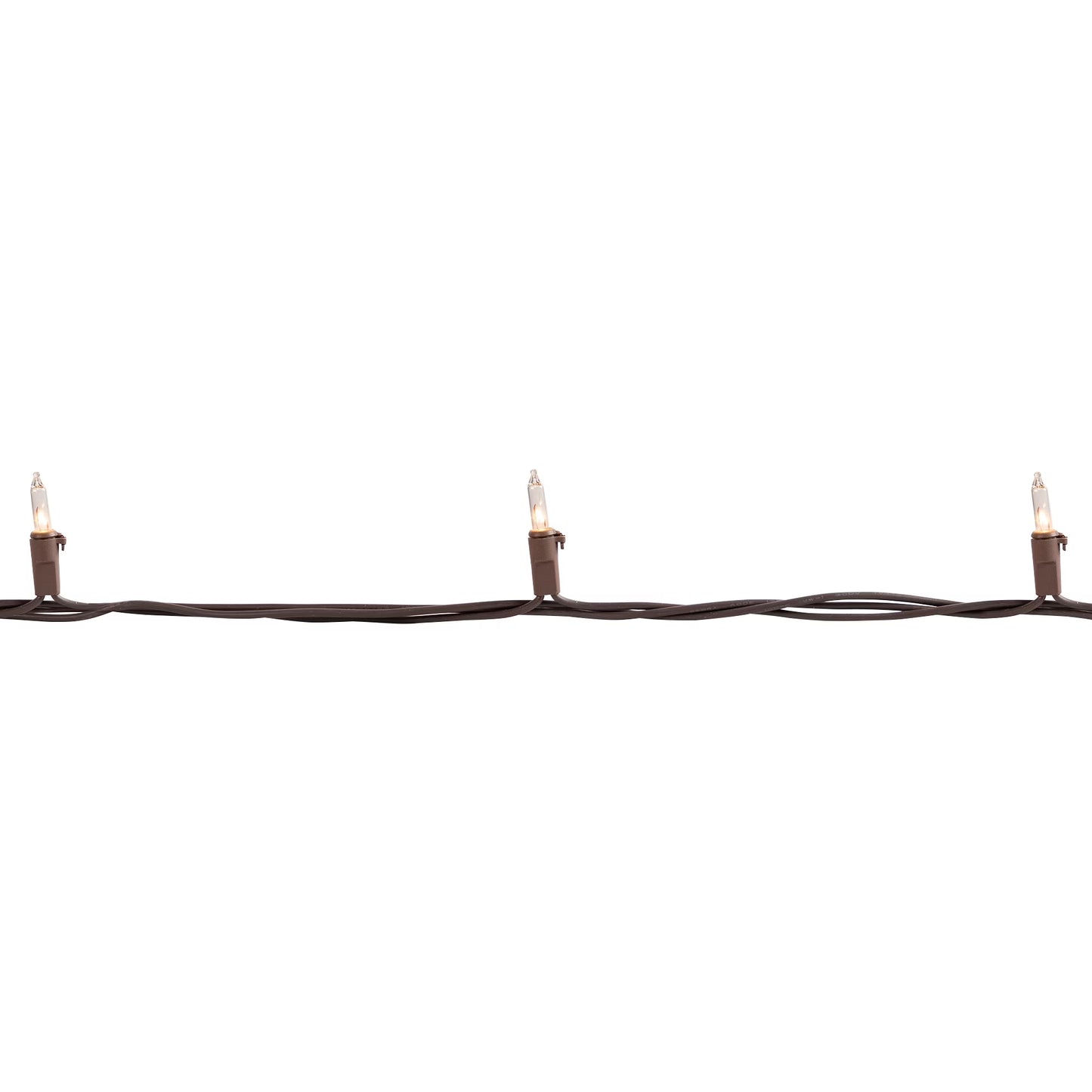 Mini Incandescent Christmas Lights - Clear - 10' Brown Wire - 50Ct