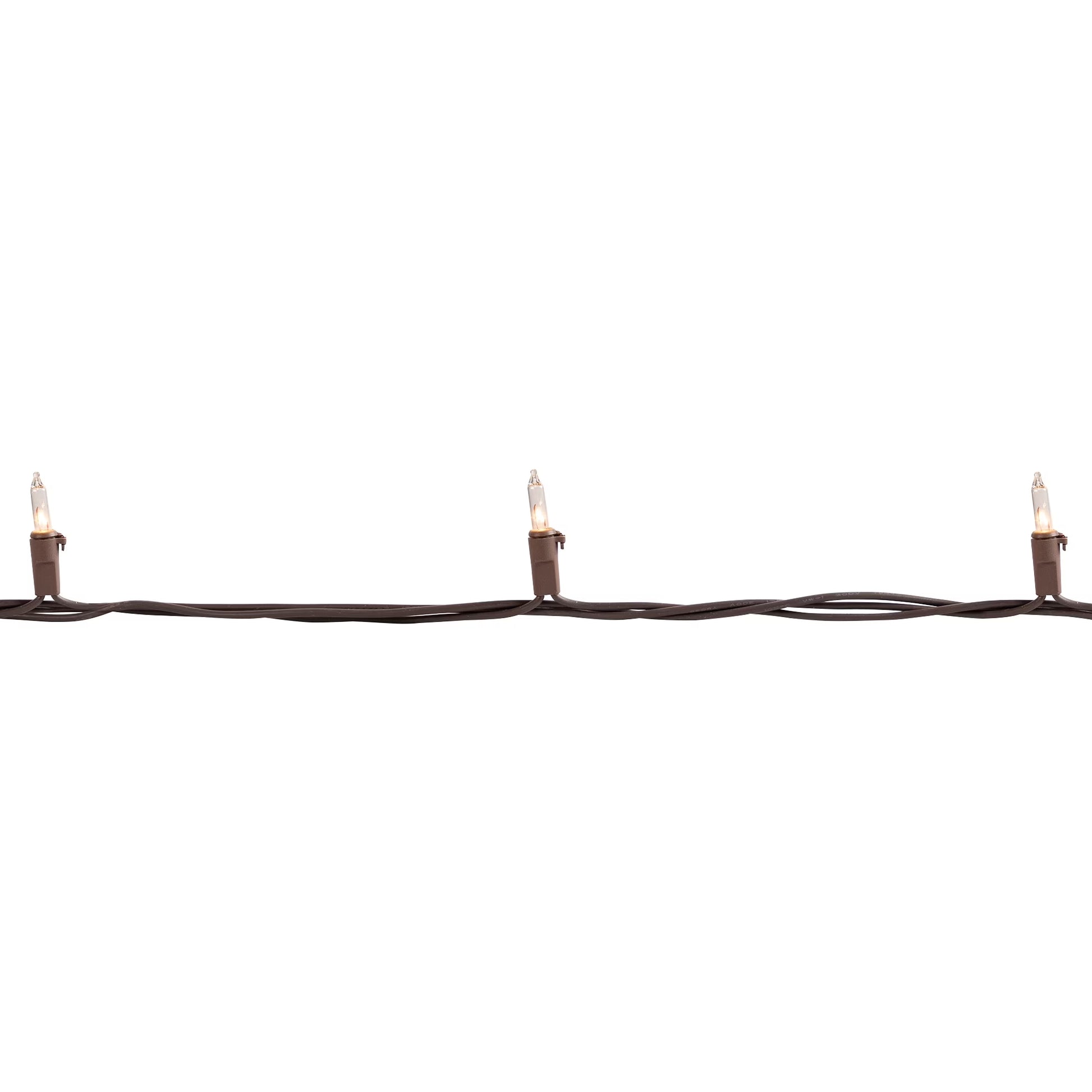 Mini Incandescent Christmas Lights - Clear - 10' Brown Wire - 50Ct