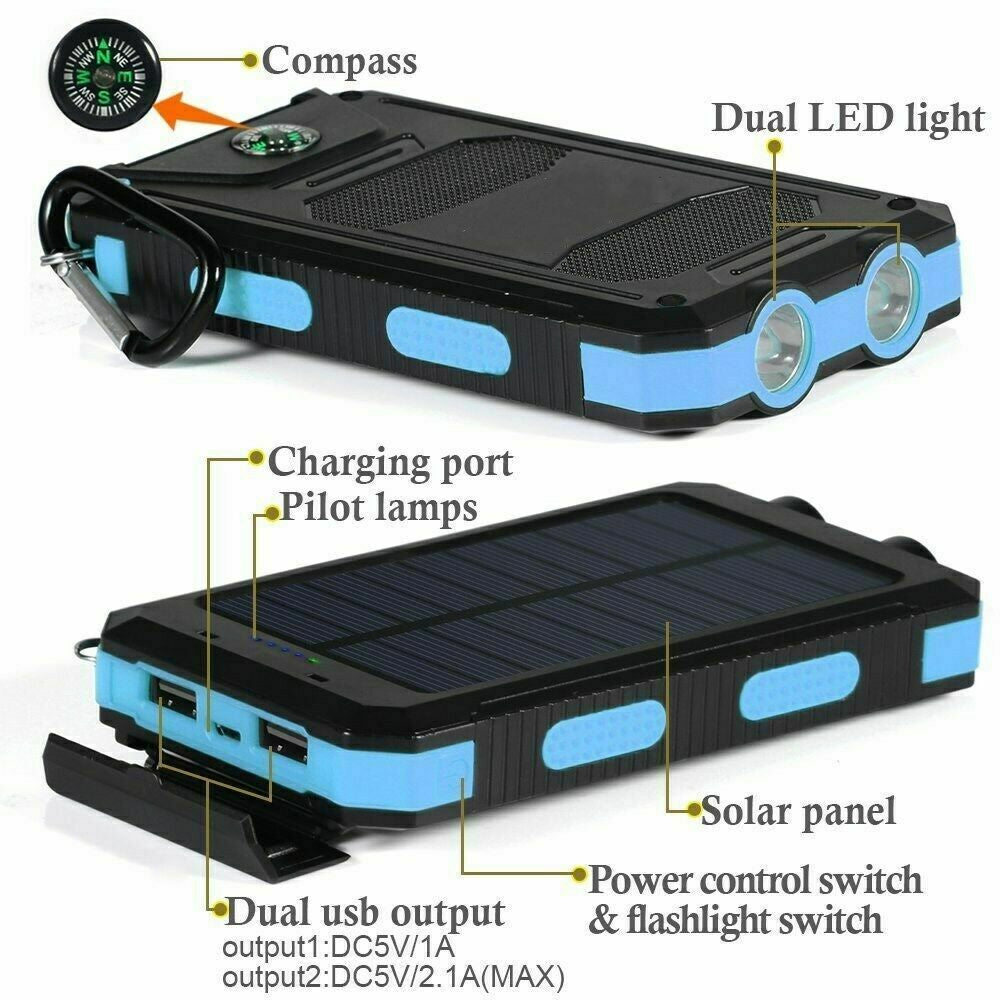 2024 Super Powerful USB Portable Charger Solar Power Bank for Cell Phone