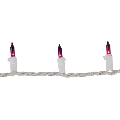 Mini Incandescent Christmas Lights - Purple - 10' White Wire - 50Ct