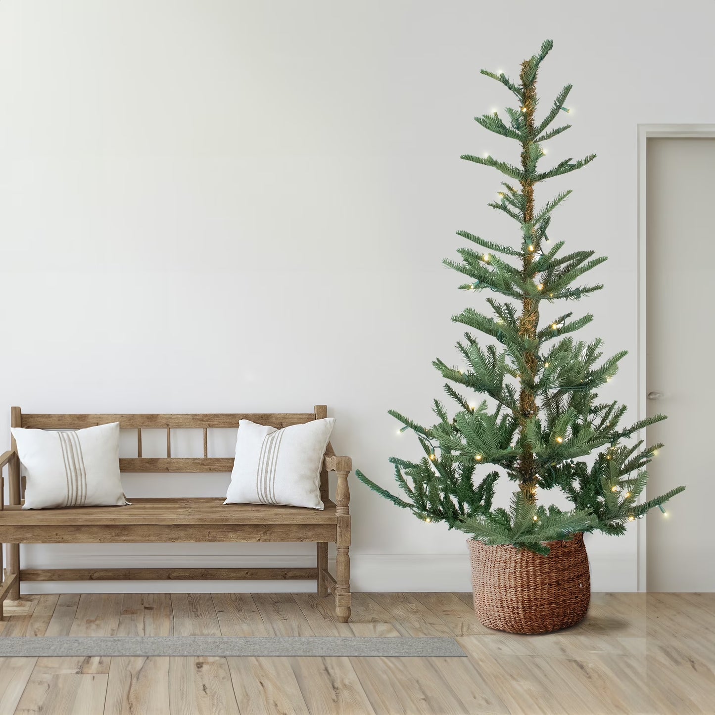 Real Touch™️ Pre-Lit Slim Nordmann Fir Artificial Christmas Tree - 9' - Warm Clear LED