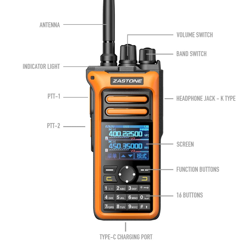 M10 10W Walkie Talkie Ham Amateur 2 Way Radio AM Air Aviation Band High Power Walkie-Talkie CTCSS FM Radio