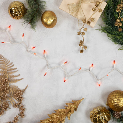 Mini Incandescent Christmas Lights - Orange - 20.25' White Wire - 100Ct