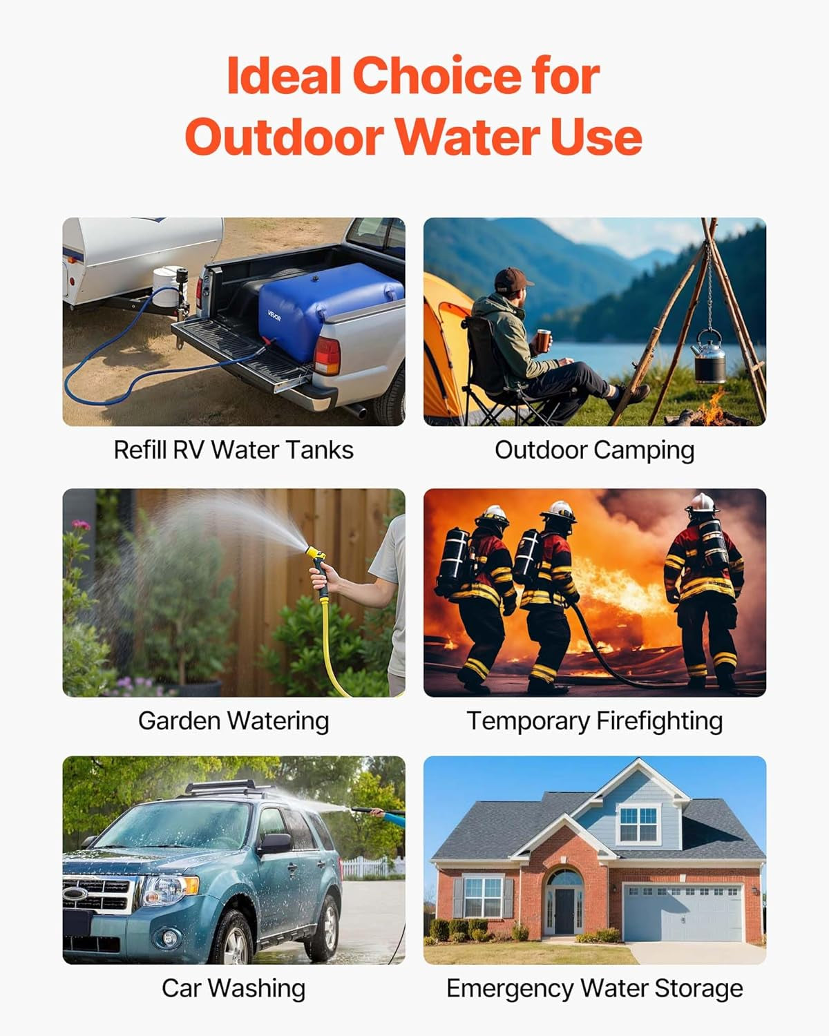 Water Storage Bladder 63.4 Gallon Large Capacity Water Bag Portable & Collapsibl