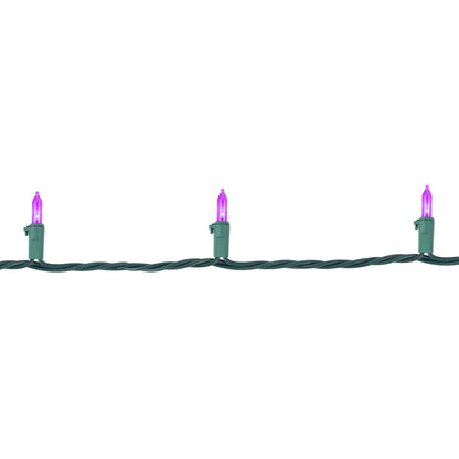 LED Mini Christmas Lights - Purple - 16.25' Green Wire - 50Ct