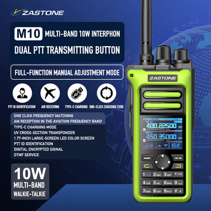 M10 10W Walkie Talkie Ham Amateur 2 Way Radio AM Air Aviation Band High Power Walkie-Talkie CTCSS FM Radio