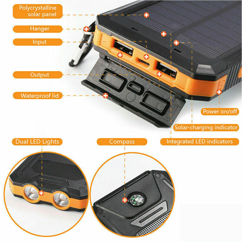 2024 Super Powerful USB Portable Charger Solar Power Bank for Cell Phone
