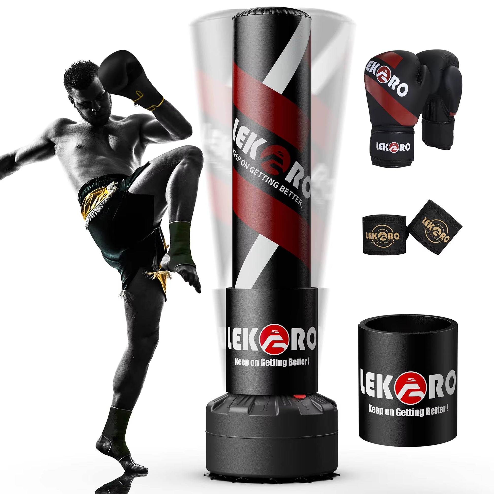 Boxing Column Muay Thai Sanda Tower Boxing Sandbag Standing Boxing Tower Punching Bag for Fighting Heavy Training Boxing Post
