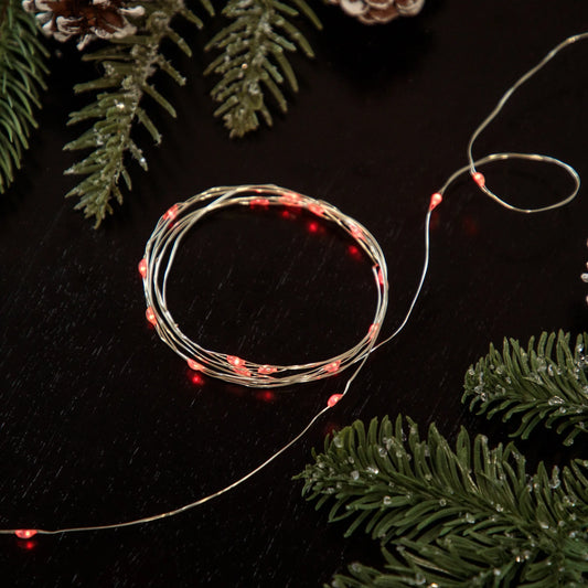 Micro Fairy Christmas Lights - LED Red - 16' Copper Wire - 100Ct