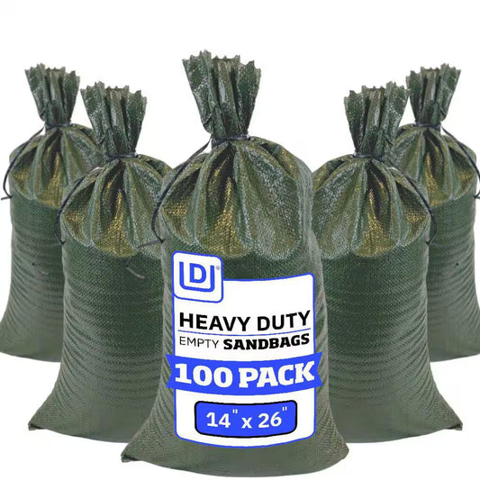 14 In. X 26 In. Green Woven Sand Bags with Tie String (100-Pack)