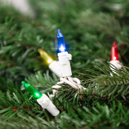 LED Mini Christmas Lights - Multi-Color - 33' White Wire - 100Ct