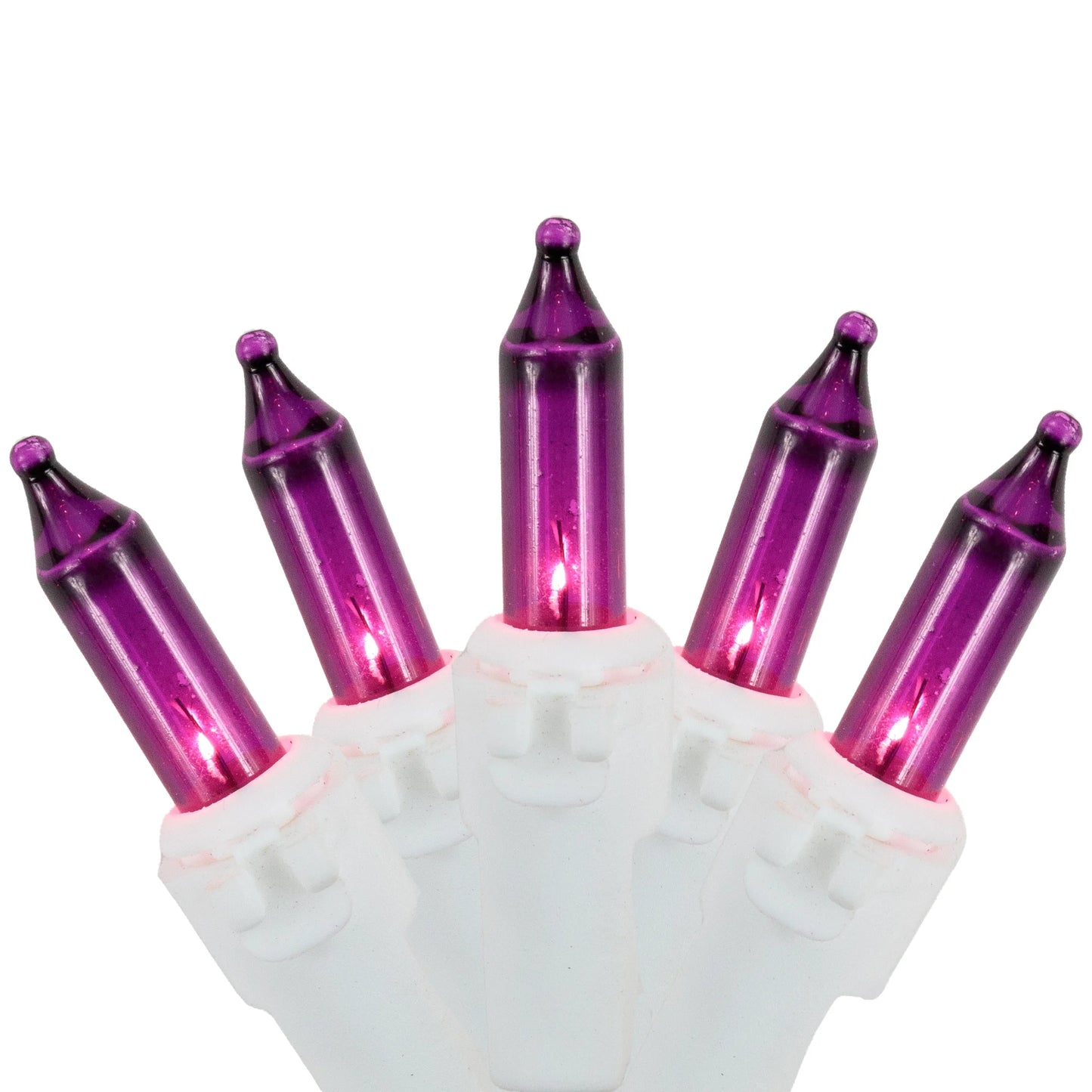 Mini Incandescent Christmas Lights - Purple - 10' White Wire - 50Ct