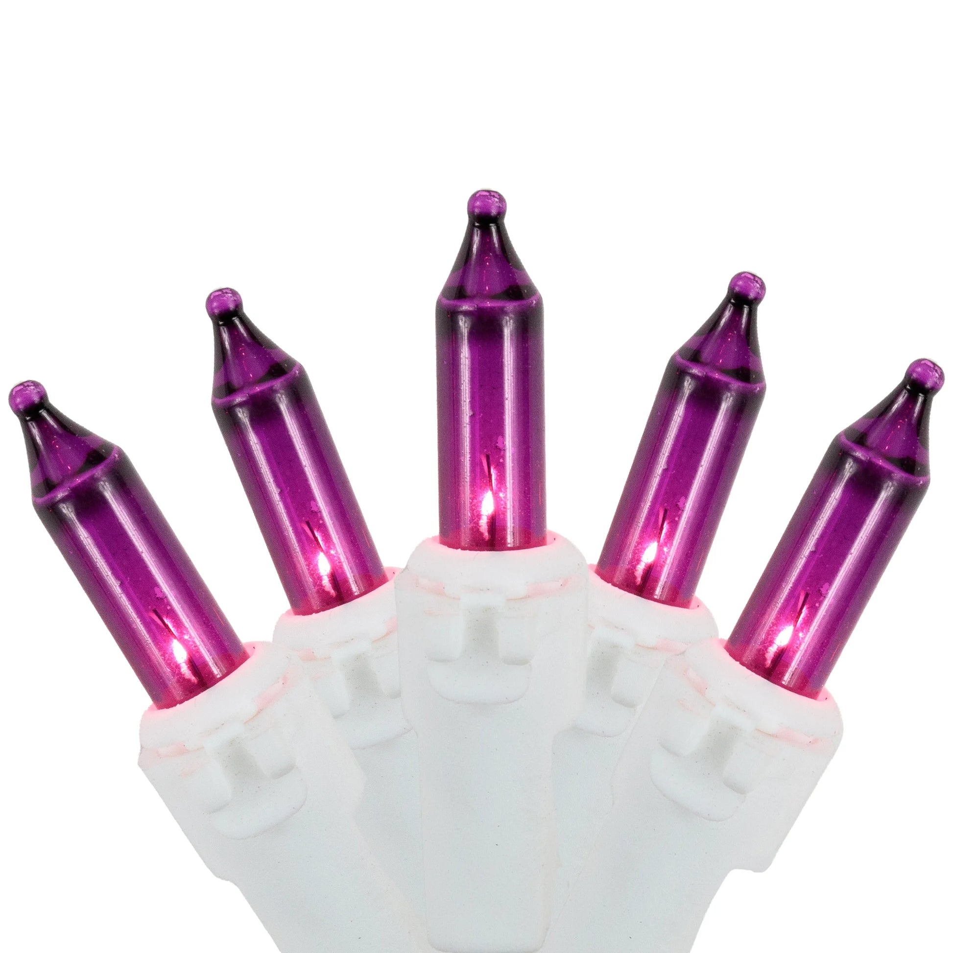 Mini Incandescent Christmas Lights - Purple - 10' White Wire - 50Ct