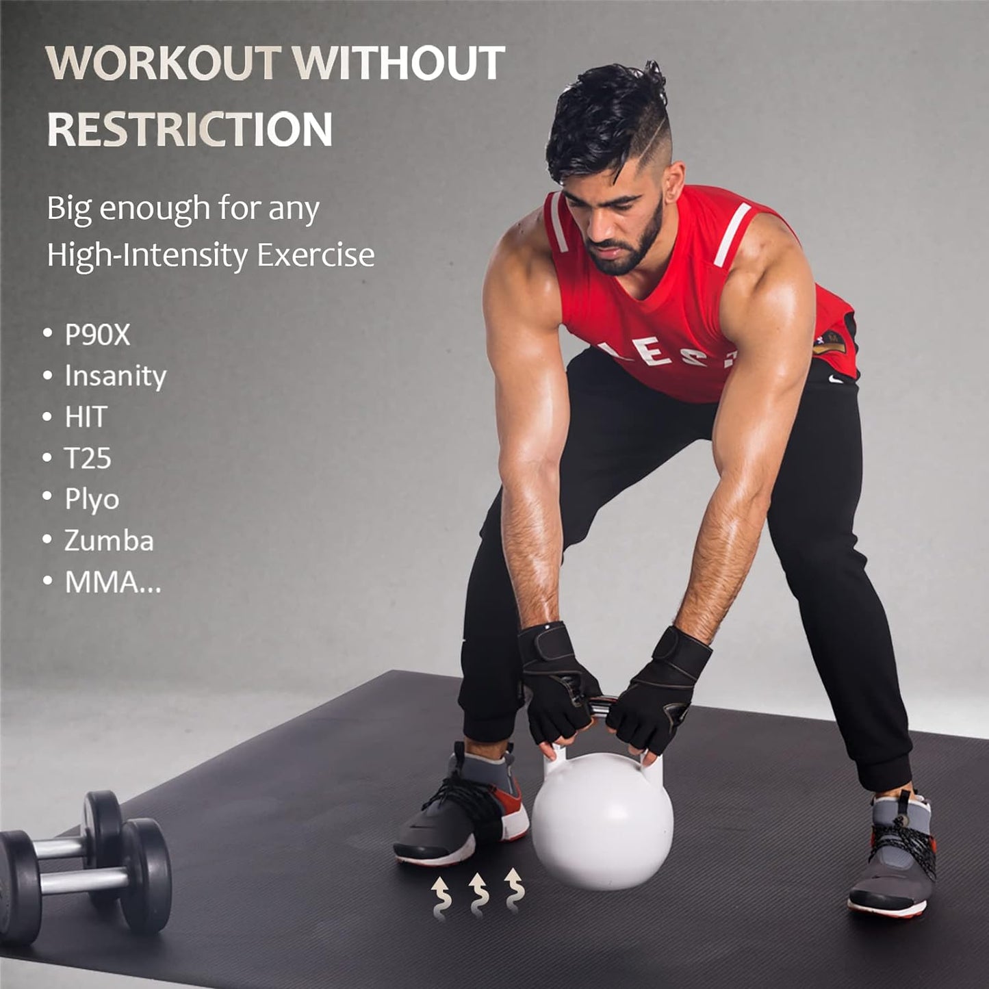 Large Exercise Mat 6'X4'/6'X5'/6'X6'(7Mm), Thick Workout Mats for Home Gym Flooring, Extra Wide Non-Slip Durable Cardio Mat, Shoe Friendly, Perfect for Plyo, MMA, Jump Rope, Weights, Fitness