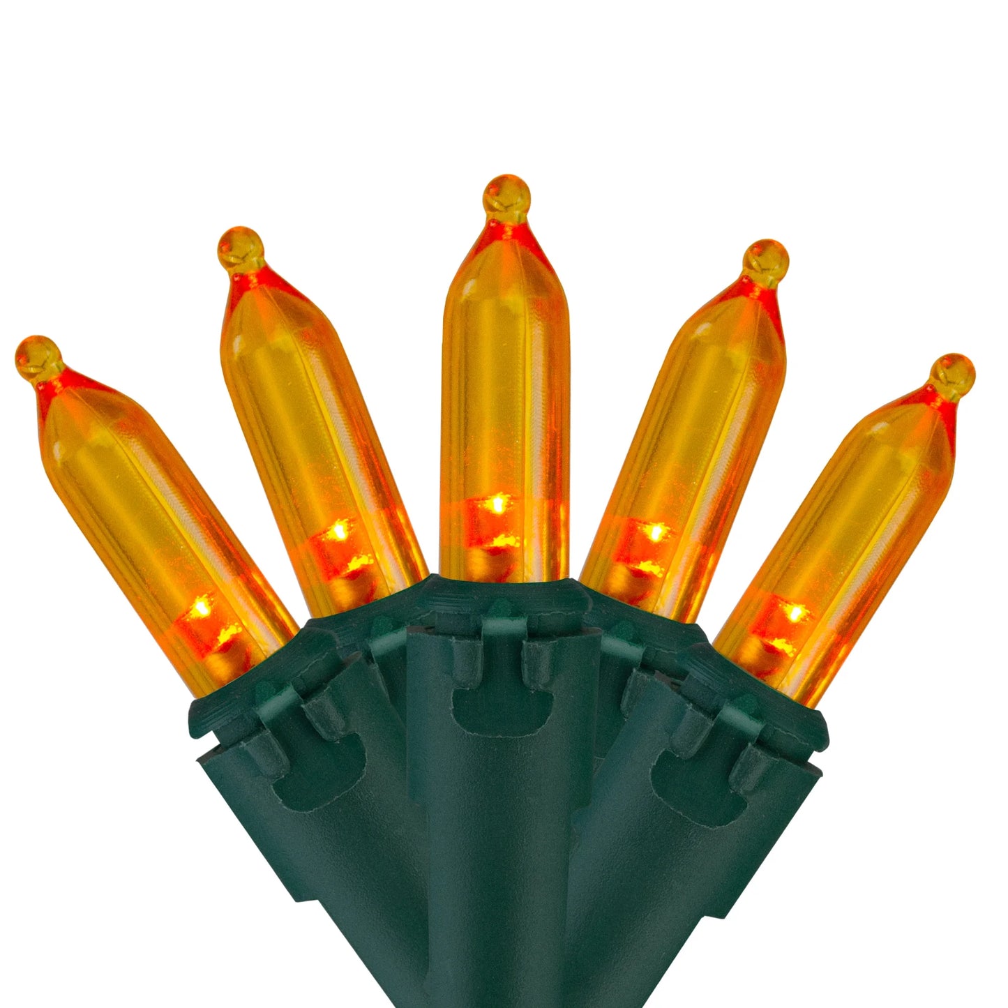 LED Mini Christmas Lights - Orange - 16.25' Green Wire - 50Ct