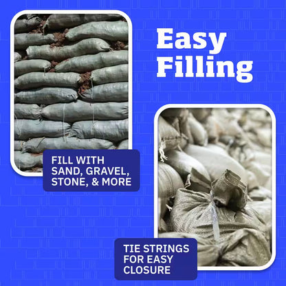 14 In. X 26 In. Green Woven Sand Bags with Tie String (100-Pack)