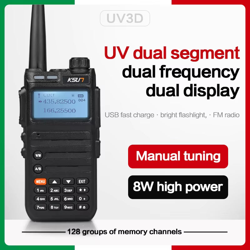 Walkie Talkie Long Range VHF UHF Dual Band Two Way Radio Station VOX Communicator Transceiver Powerful Walkie-Talkie  UV3D