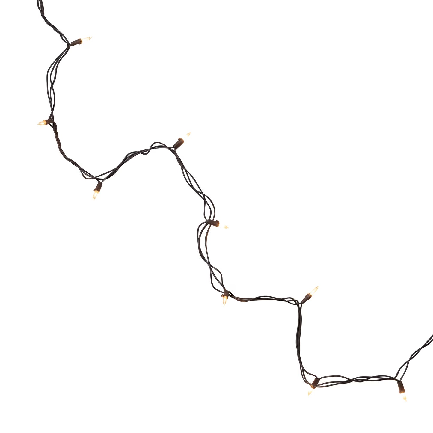 Mini Incandescent Christmas Lights - Clear - 10' Brown Wire - 50Ct