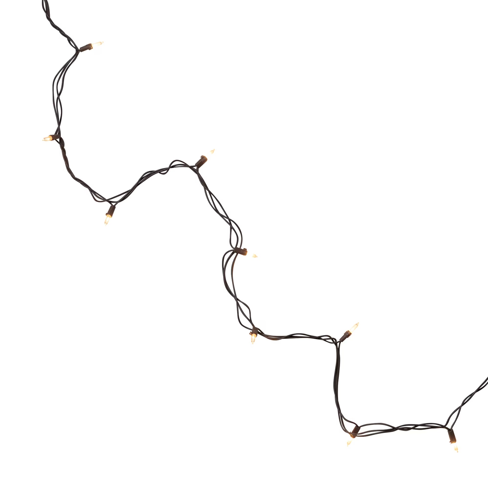 Mini Incandescent Christmas Lights - Clear - 10' Brown Wire - 50Ct