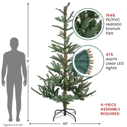 Real Touch™️ Pre-Lit Slim Nordmann Fir Artificial Christmas Tree - 9' - Warm Clear LED